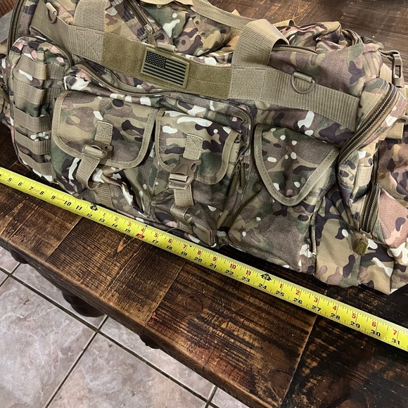 Tactical Camo Duffel Bag - Rugged Multi-Pocket Carry - Picture 7 of 12